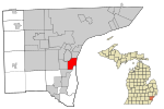 Wayne County Michigan Incorporated and Unincorporated areas Wyandotte highlighted